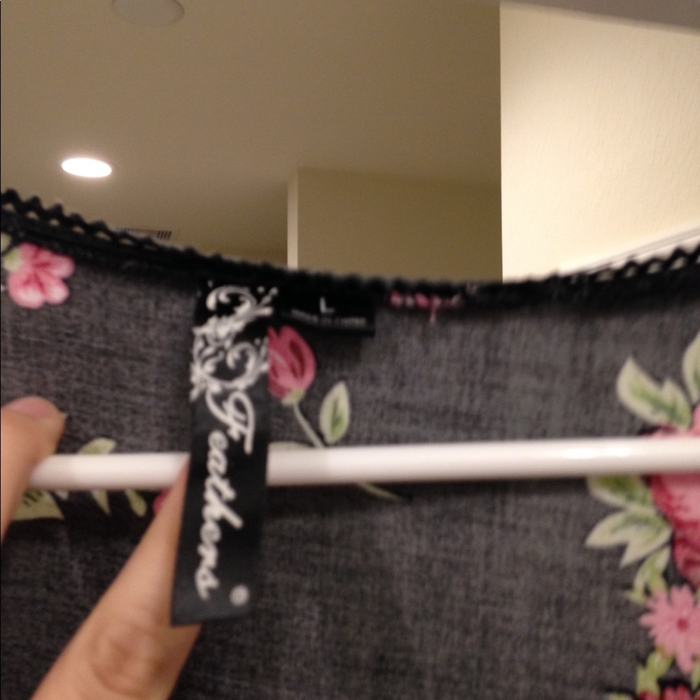 Mid thigh black dress with pink and red roses.